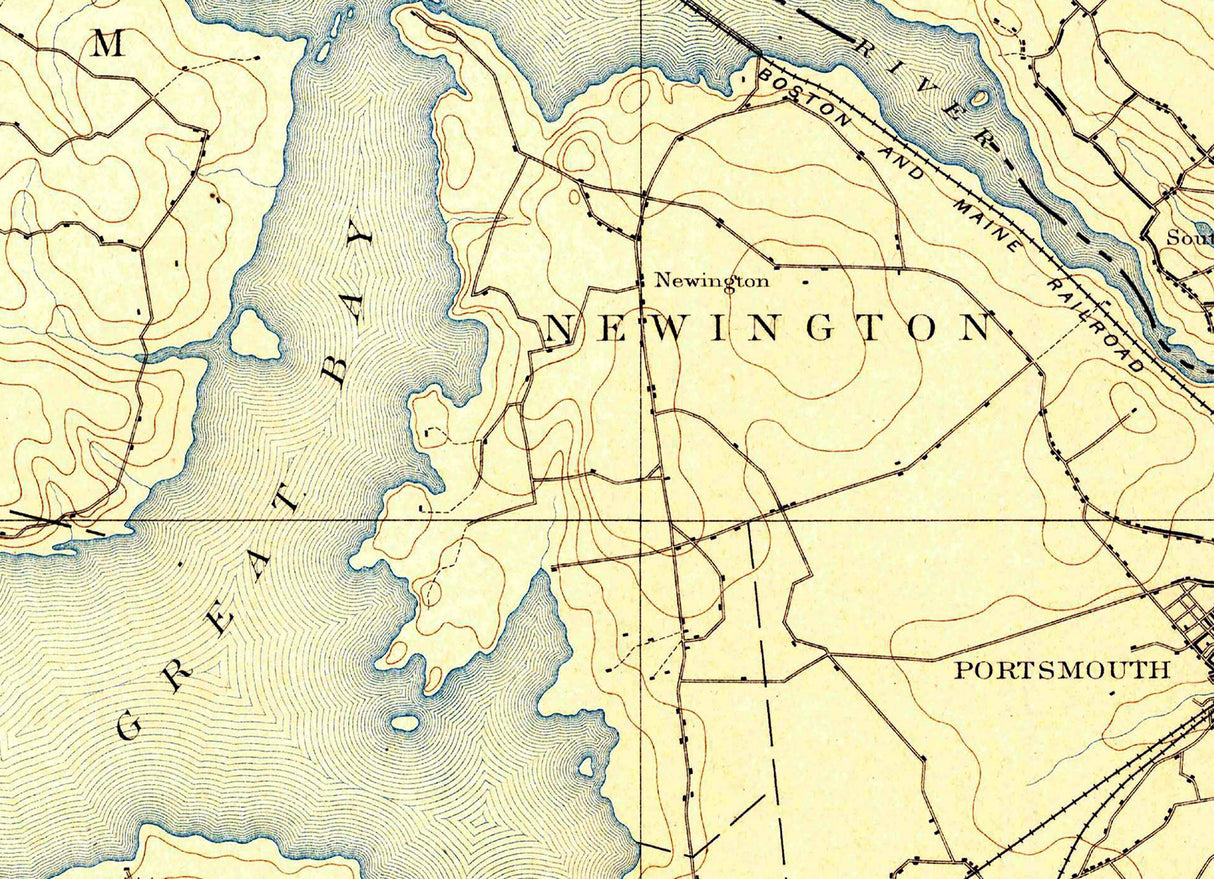 1893 Topo Map of Dover New Hampshire Great Bay Region