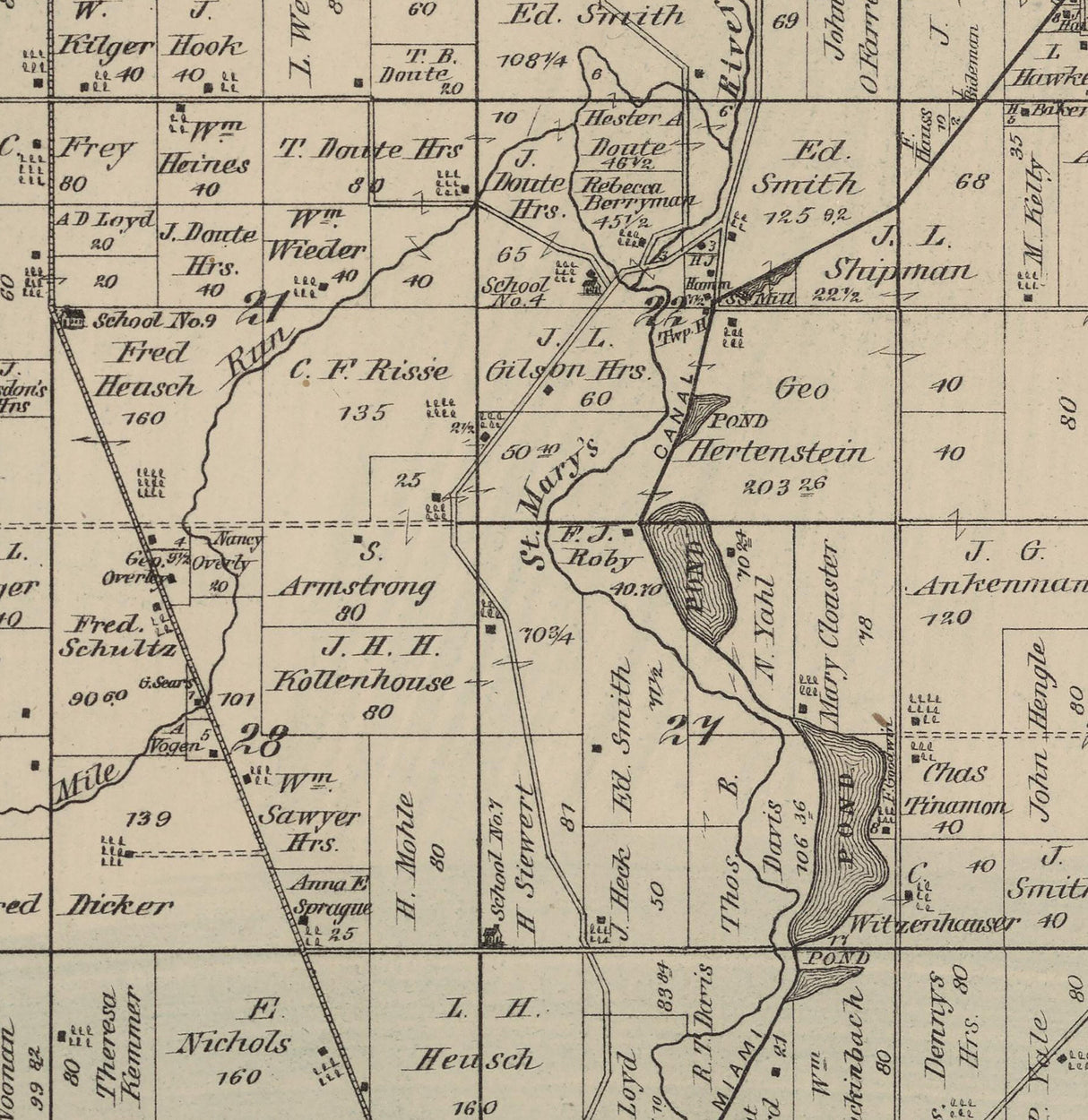 1880 Map of Noble Township Auglaize County Ohio