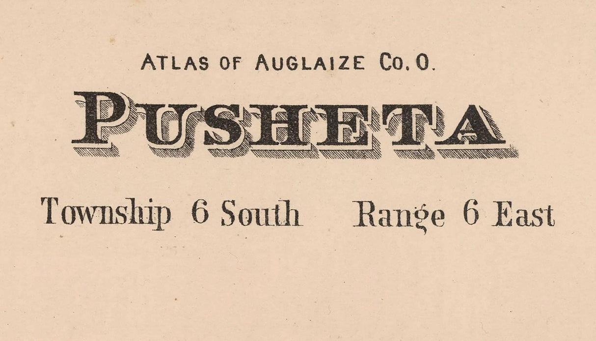 1880 Map of Pusheta Township Auglaize County Ohio