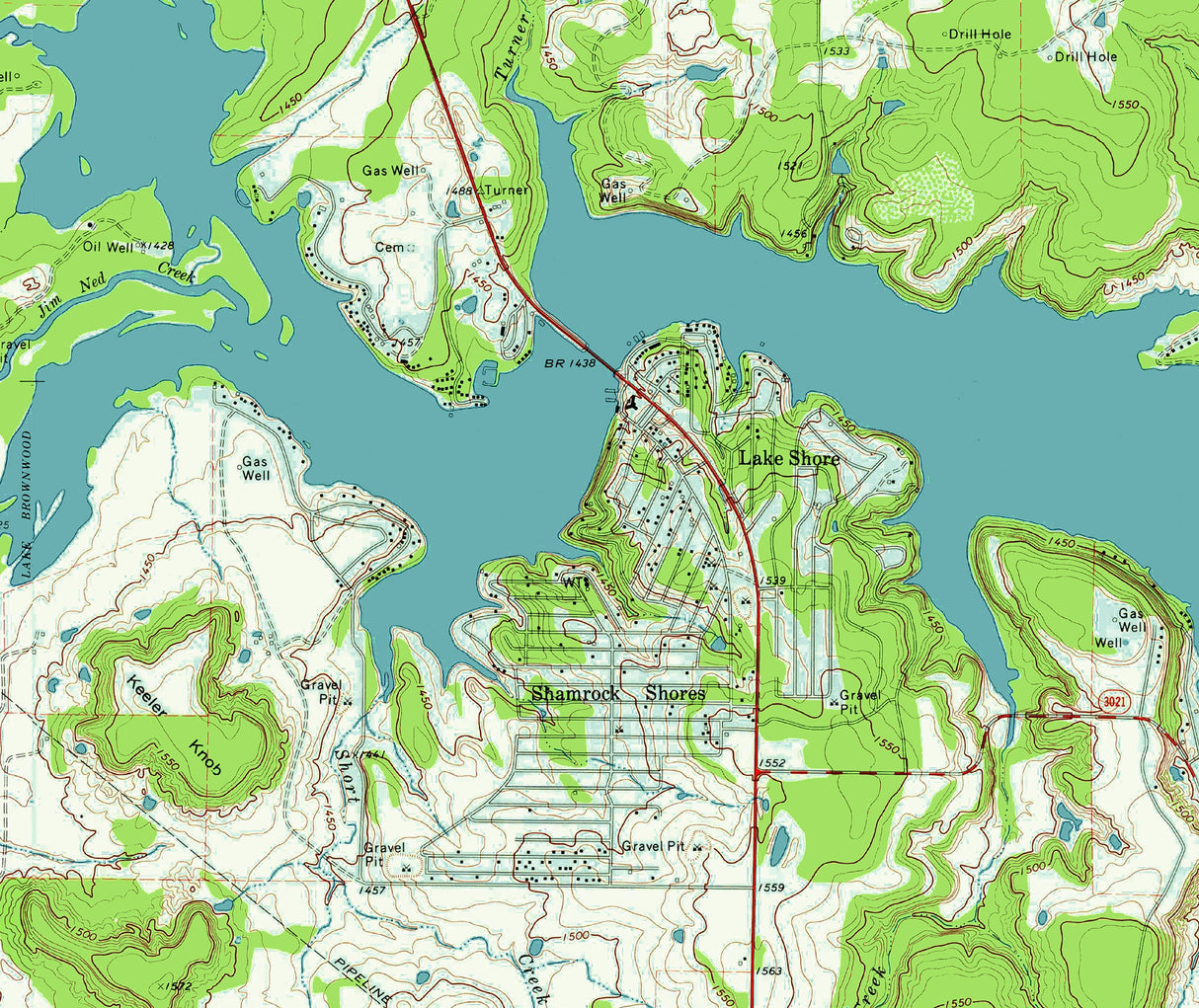 1972 Map of Lake Brownwood Texas