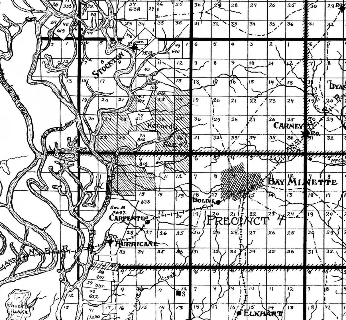 1911 Map of Baldwin County Alabama