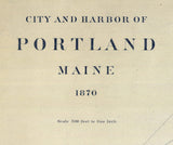 1870 Map of Portland Maine City and Harbor