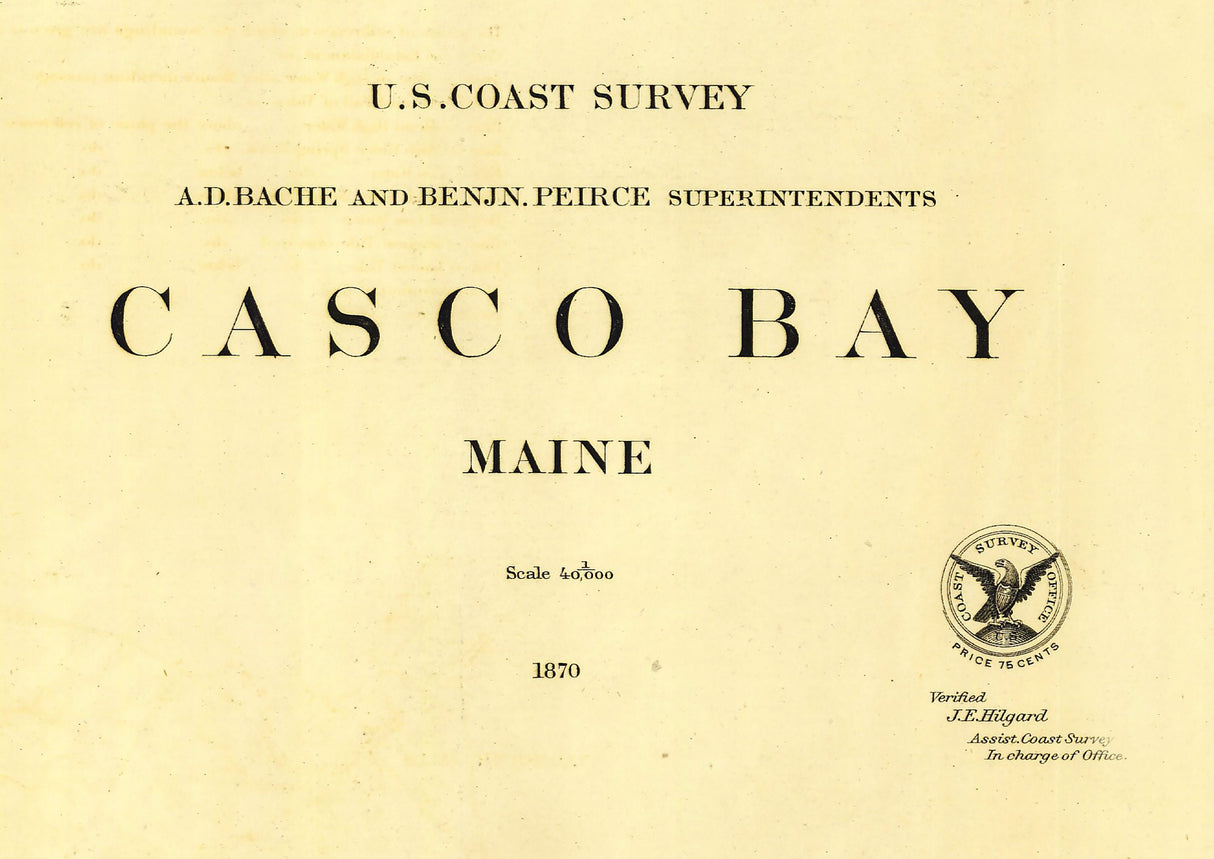 1870 Nautical Chart of Casco Bay Maine