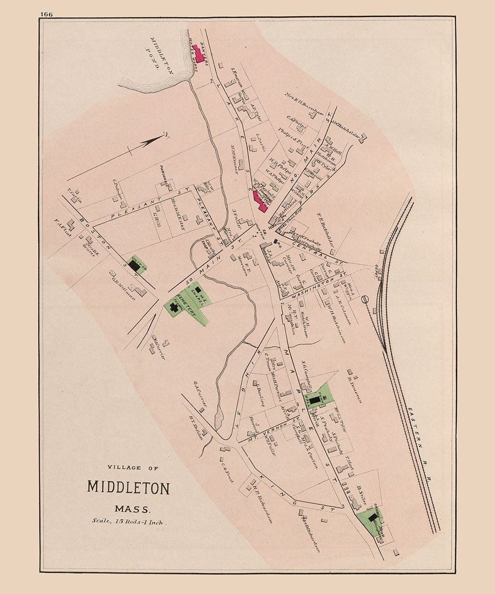 1884 Map of Middleton Massachusetts