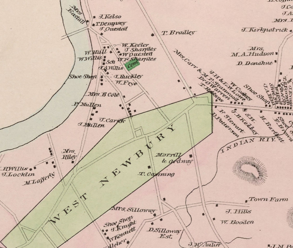 1884 Map of West Newbury Massachusetts