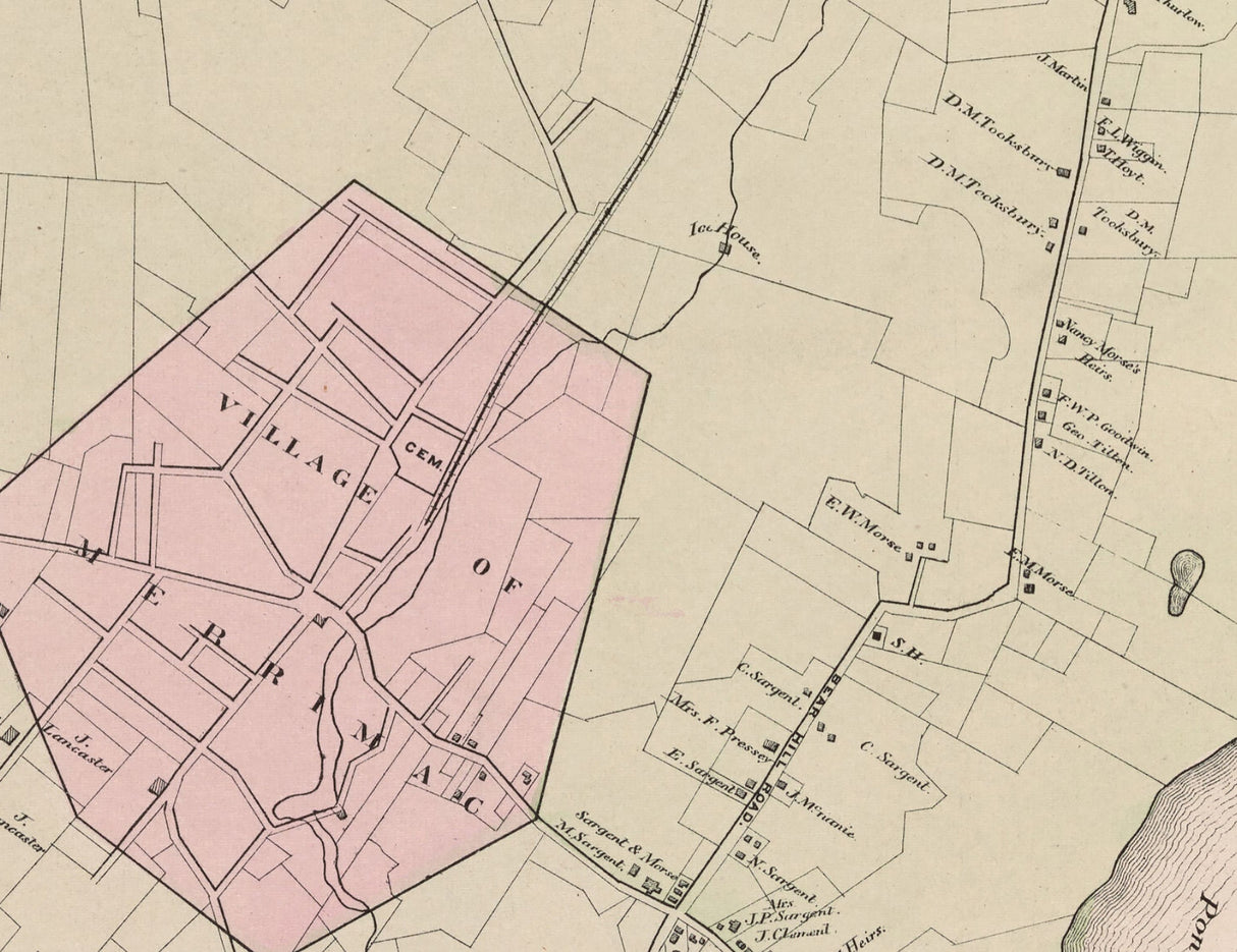 1884 Town Map of Merrimac Massachusetts