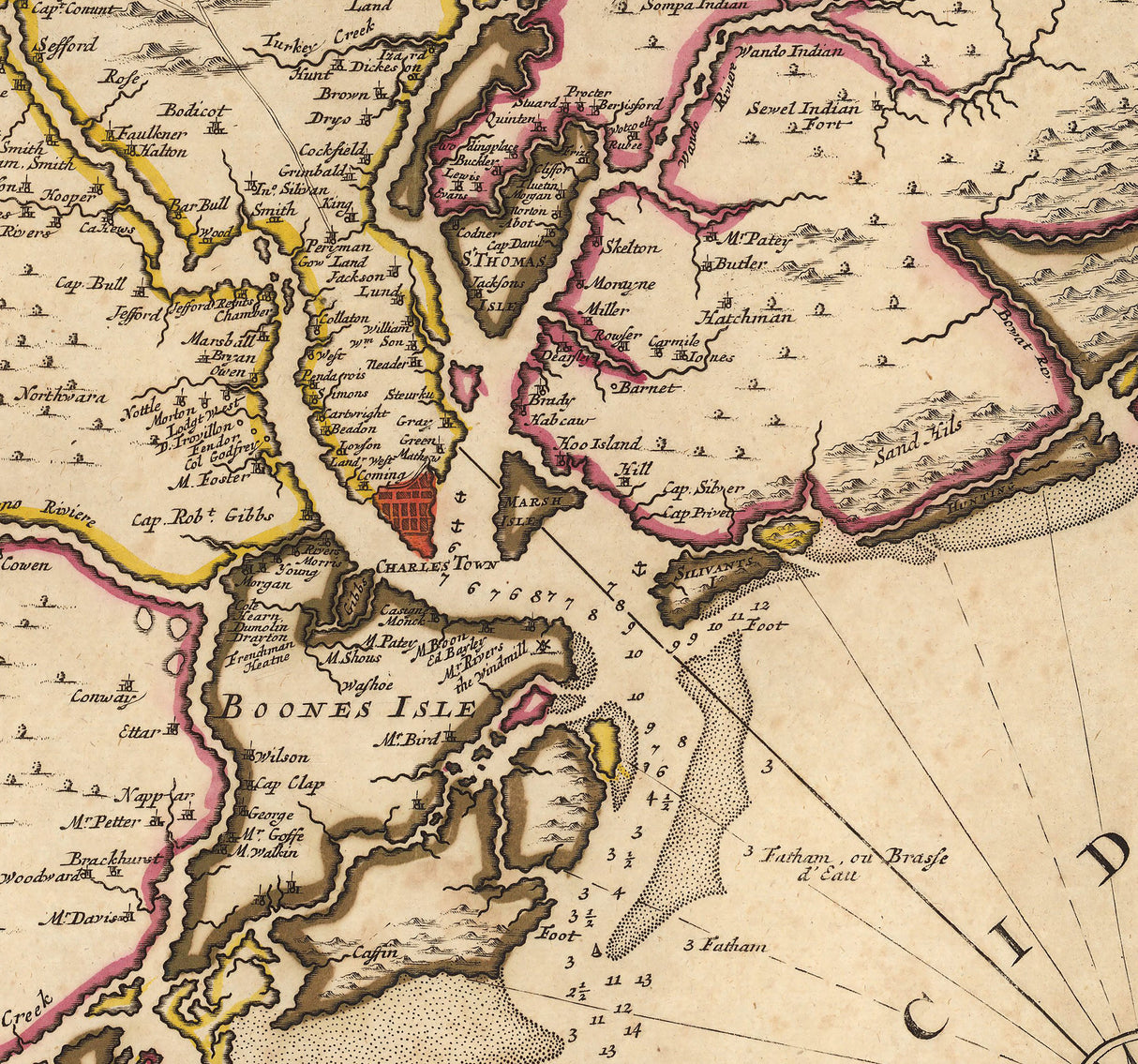 1708 Map of the Carolinas and Charleston