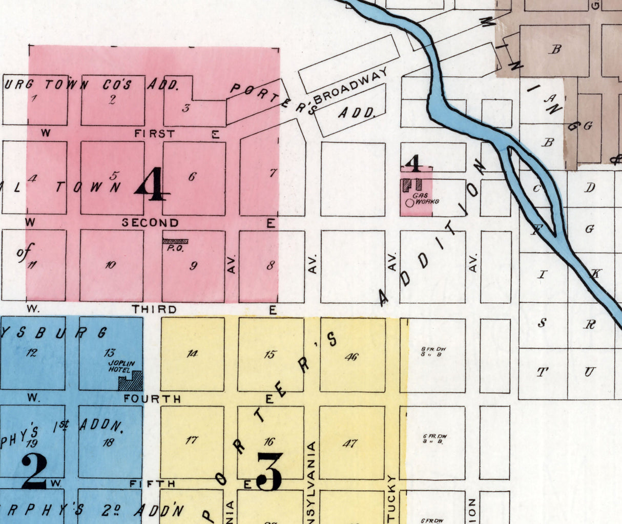 1888 Town Map of Joplin Missouri