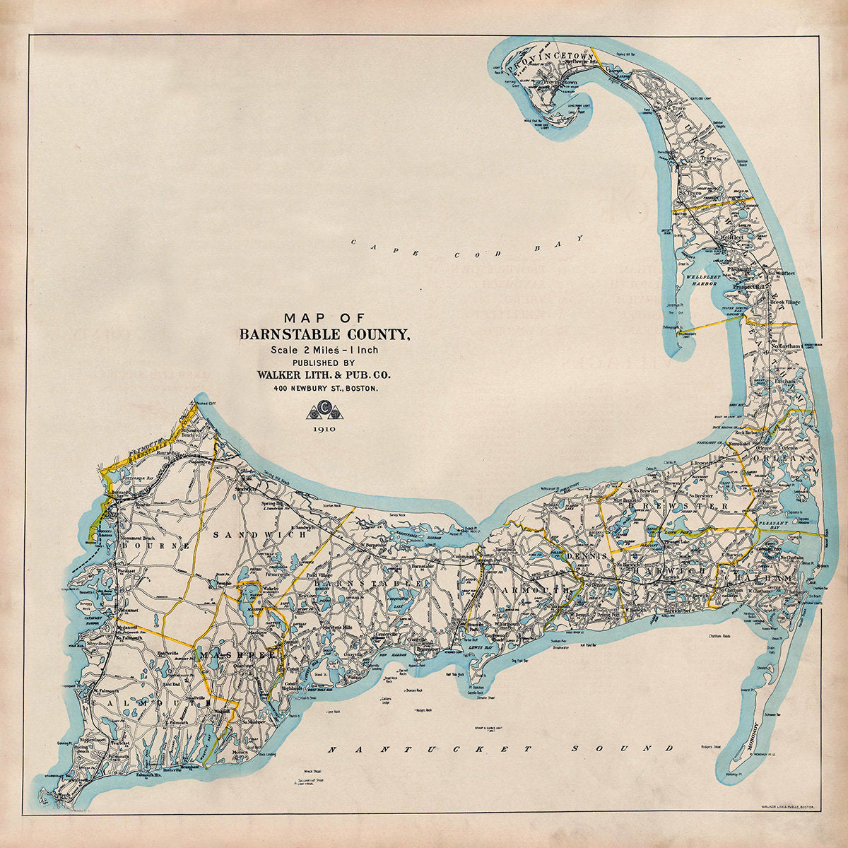 1910 Map of Barnstable County Massachusetts