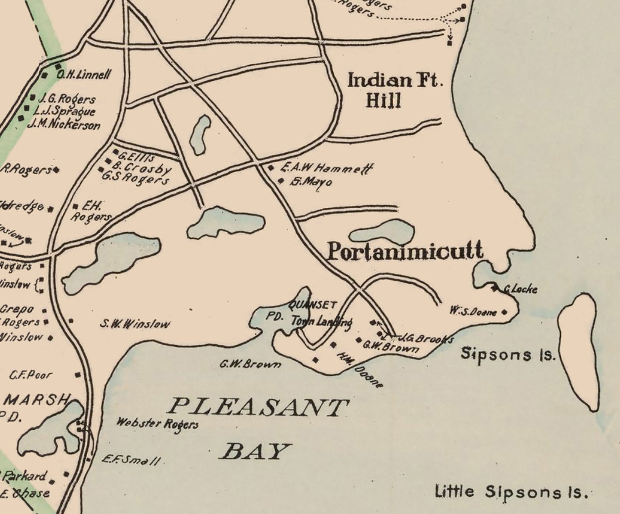 1910 Map of Orleans Barnstable County Massachusetts