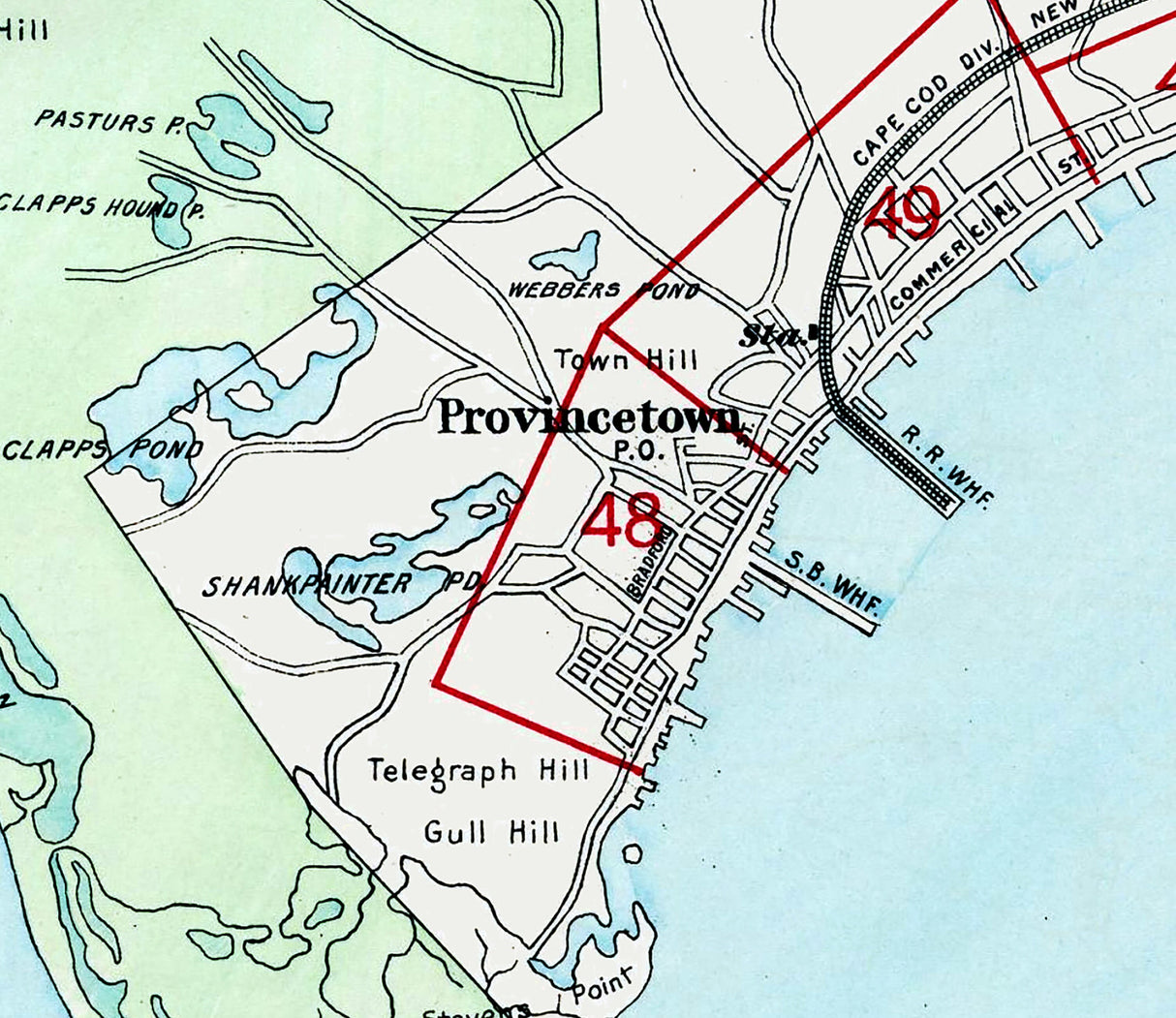 1910 Map of Provincetown Barnstable County Massachusetts