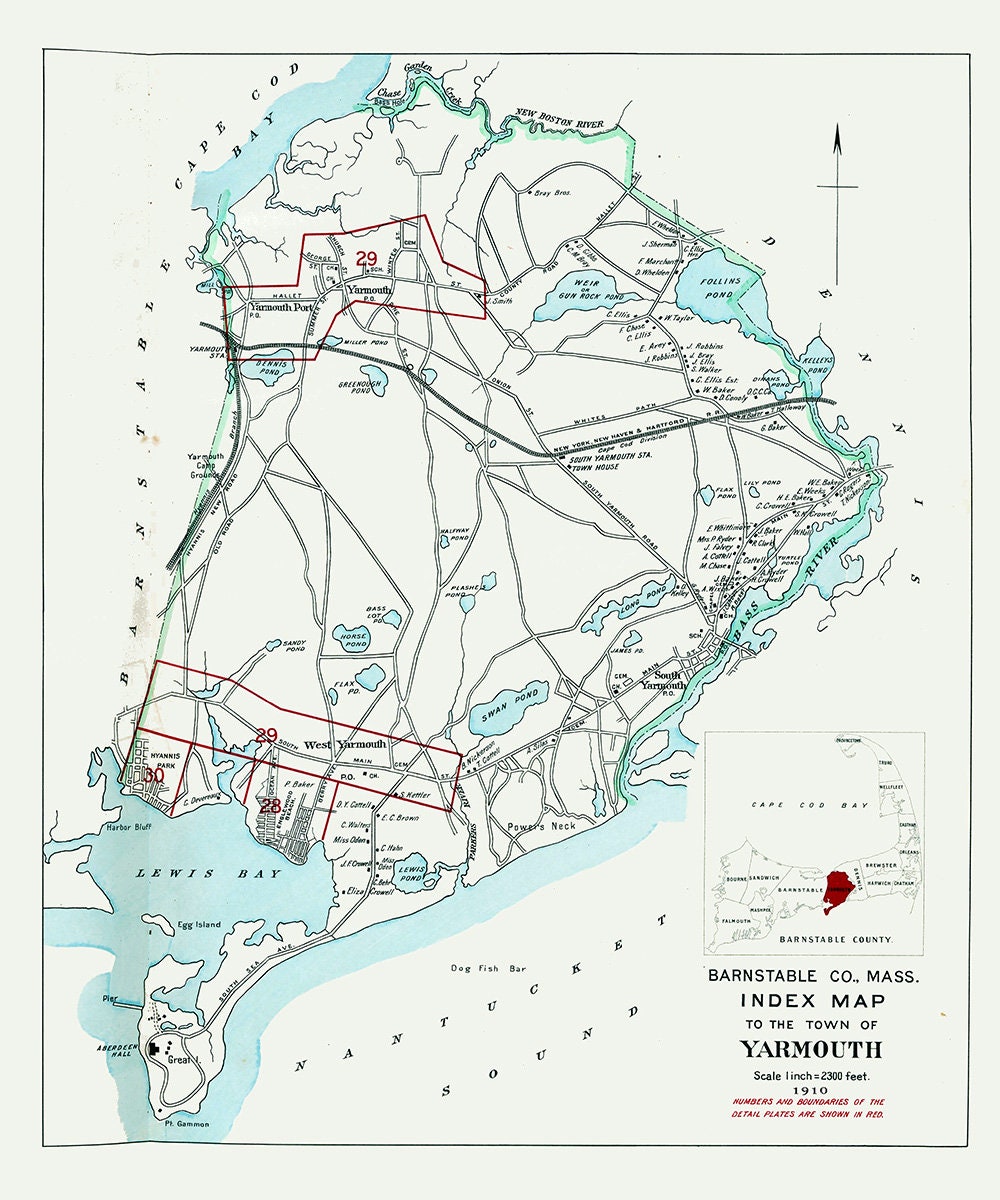 1910 Map of Yarmouth Barnstable County Massachusetts