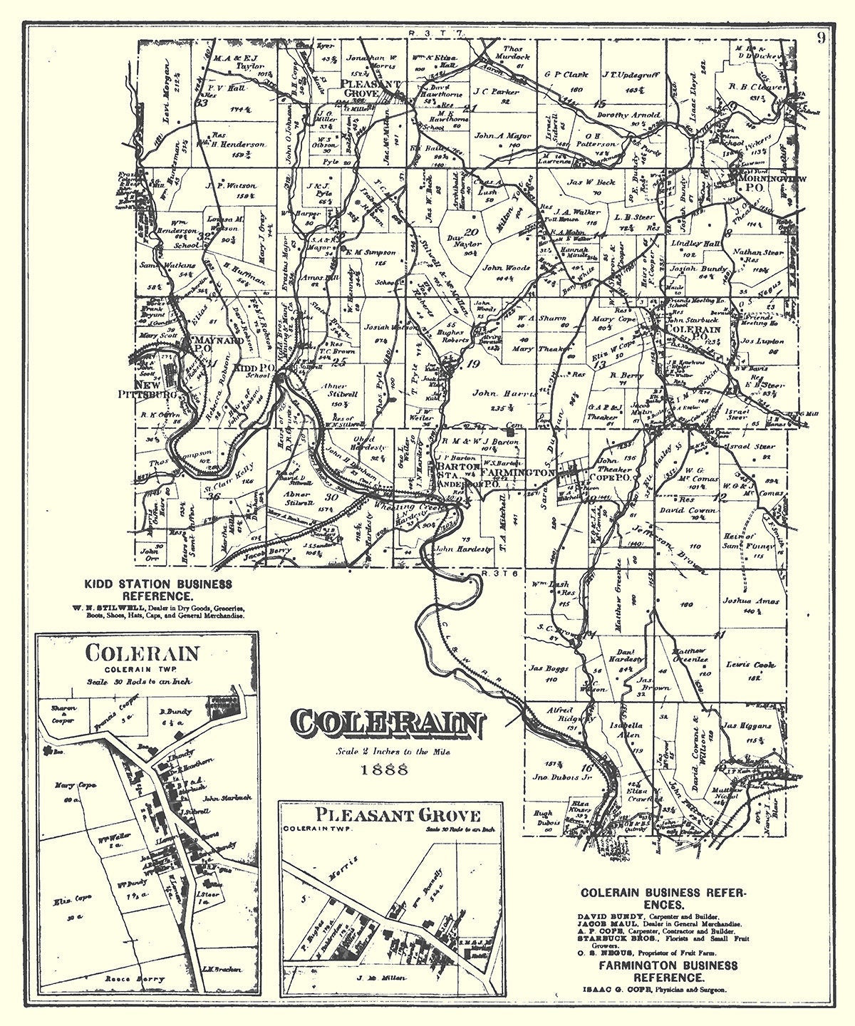 1888 Map of Colerain Township Belmont County Ohio