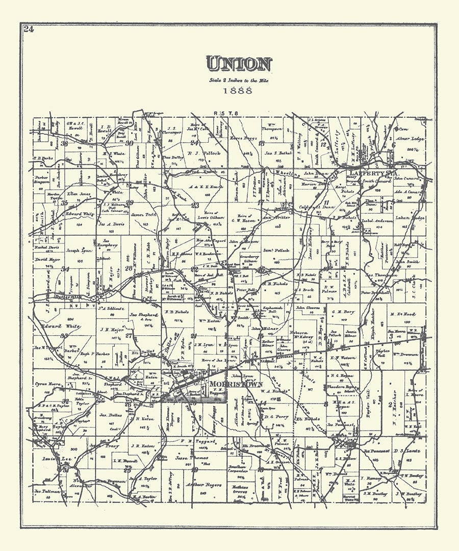 1888 Map of Union Township Belmont County Ohio