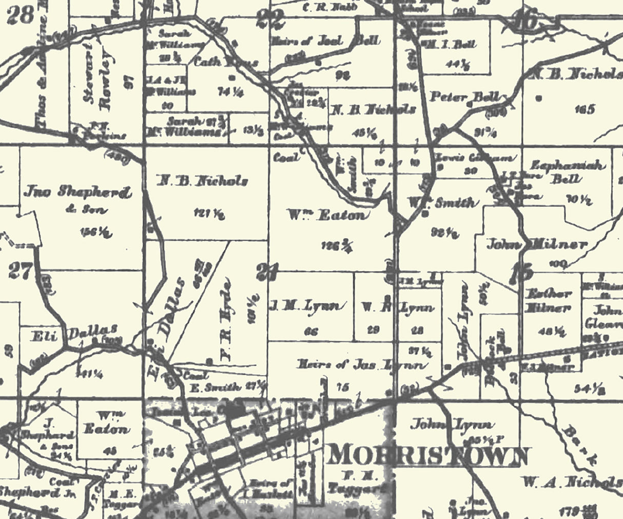 1888 Map of Union Township Belmont County Ohio