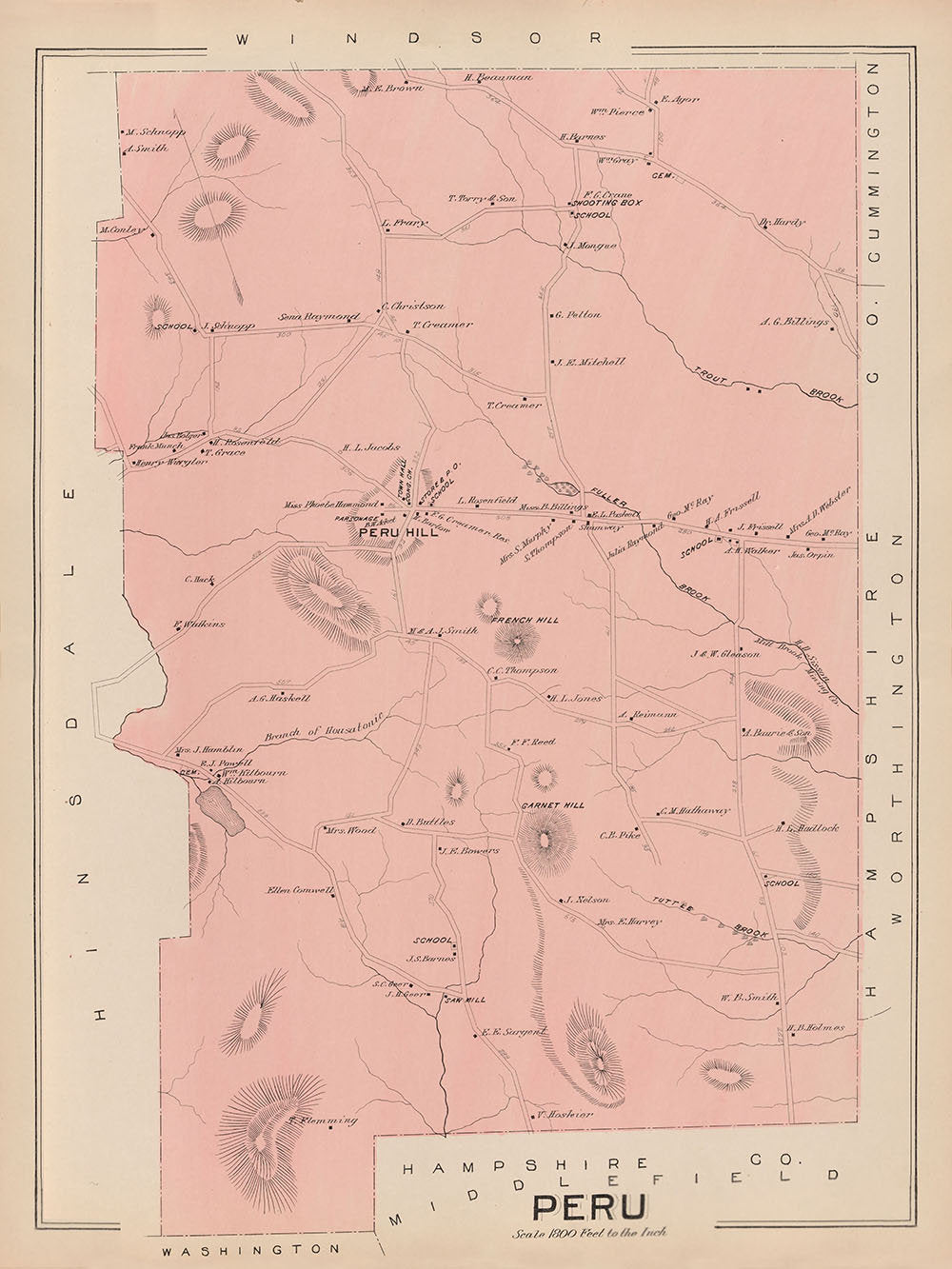 1904 Map of Peru Berkshire County Massachusetts