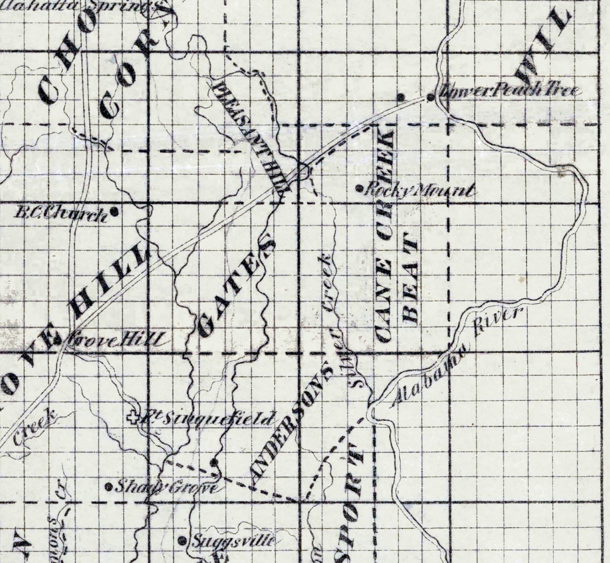 1878 Map of Clarke County Alabama