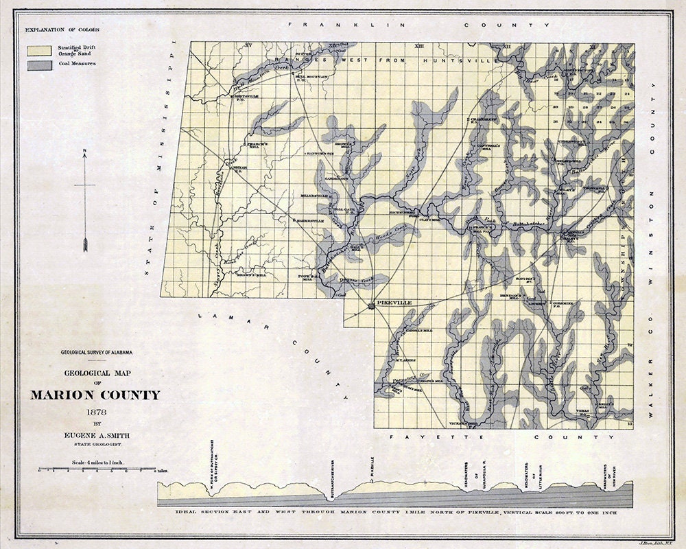 1878 Map of Marion County Alabama