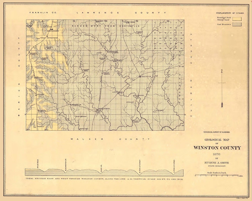 1878 Map of Winston County Alabama