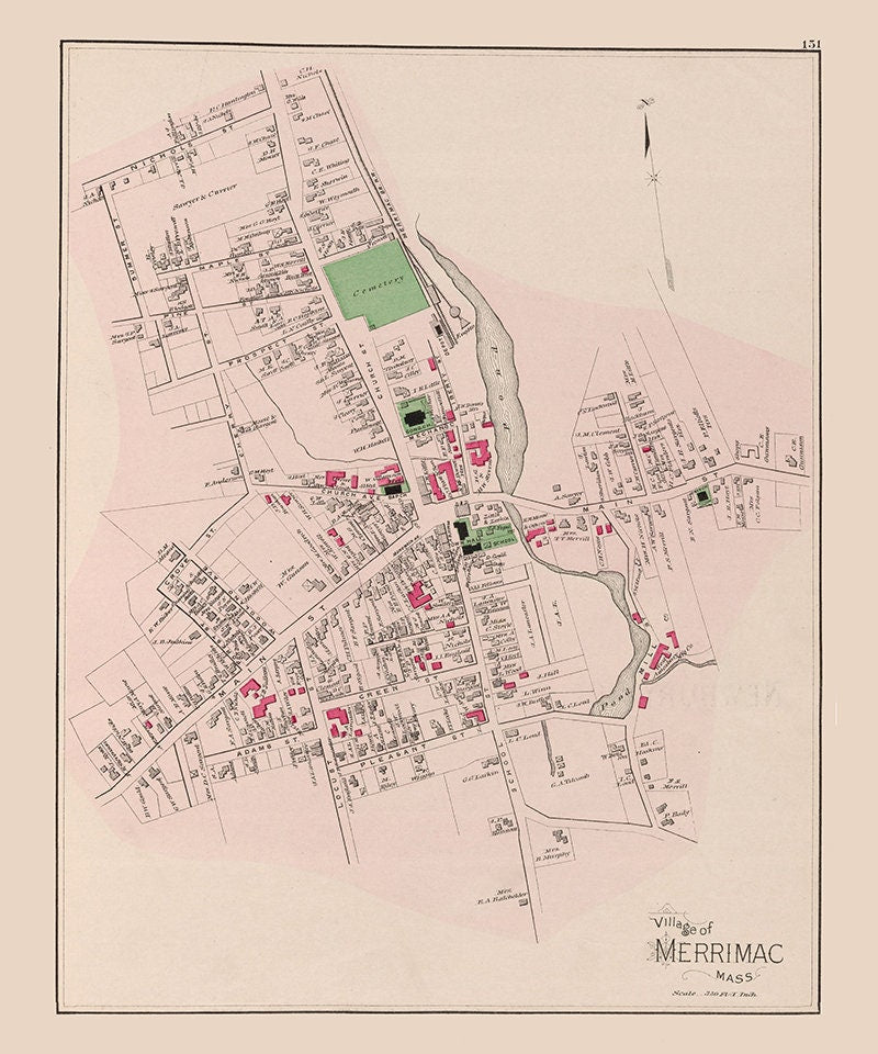 1884 Map of Merrimac Massachusetts