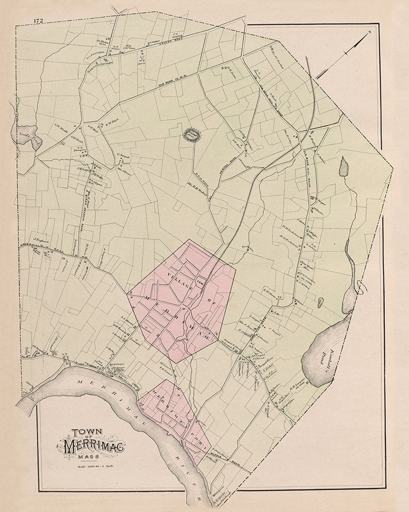 1884 Town Map of Merrimac Massachusetts