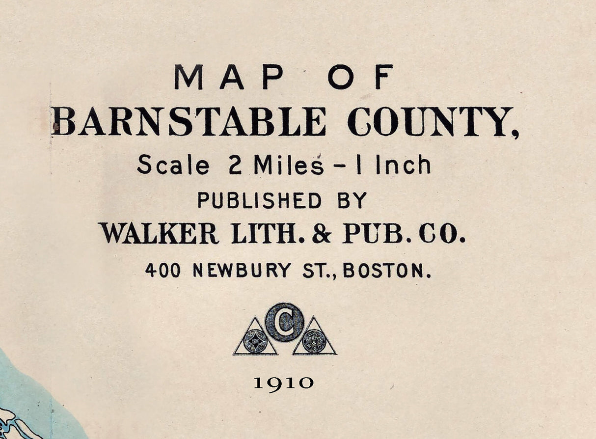 1910 Map of Barnstable County Massachusetts