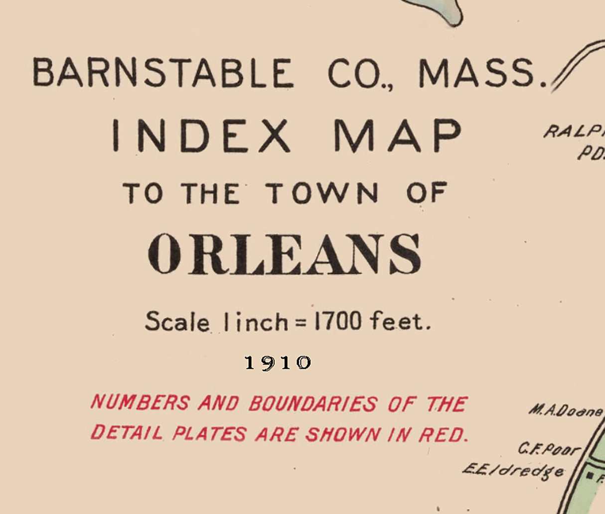 1910 Map of Orleans Barnstable County Massachusetts