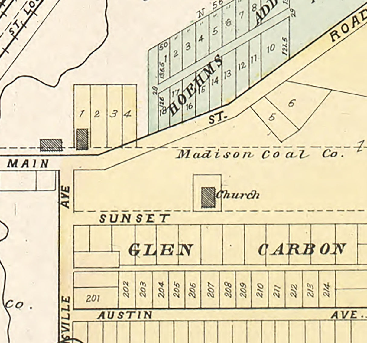 1906 Map of Glen Carbon Madison County Illinois