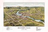 1878 Panoramic Map of Mechanic Falls Maine