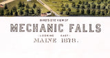 1878 Panoramic Map of Mechanic Falls Maine