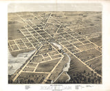 1867 Panoramic Map of Beaver Dam Dodge County Wisconsin