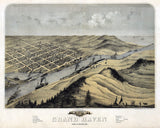 1868 Panoramic Map of Grand Haven Ottawa County Michigan