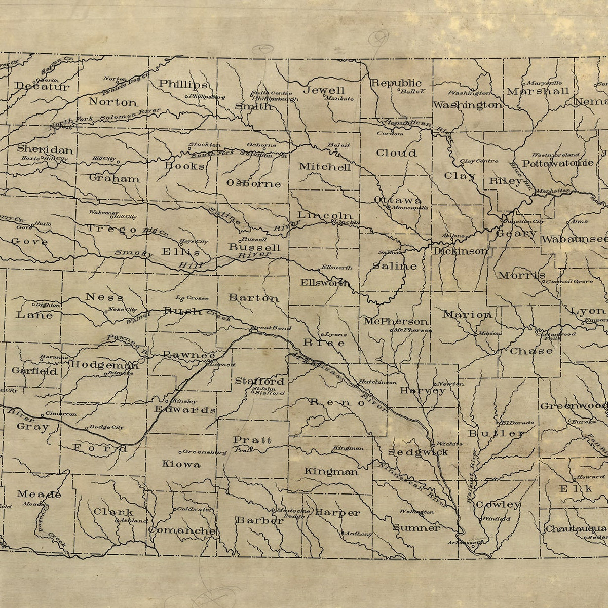 1893 Map of Kansas – Genealogical Surveyor