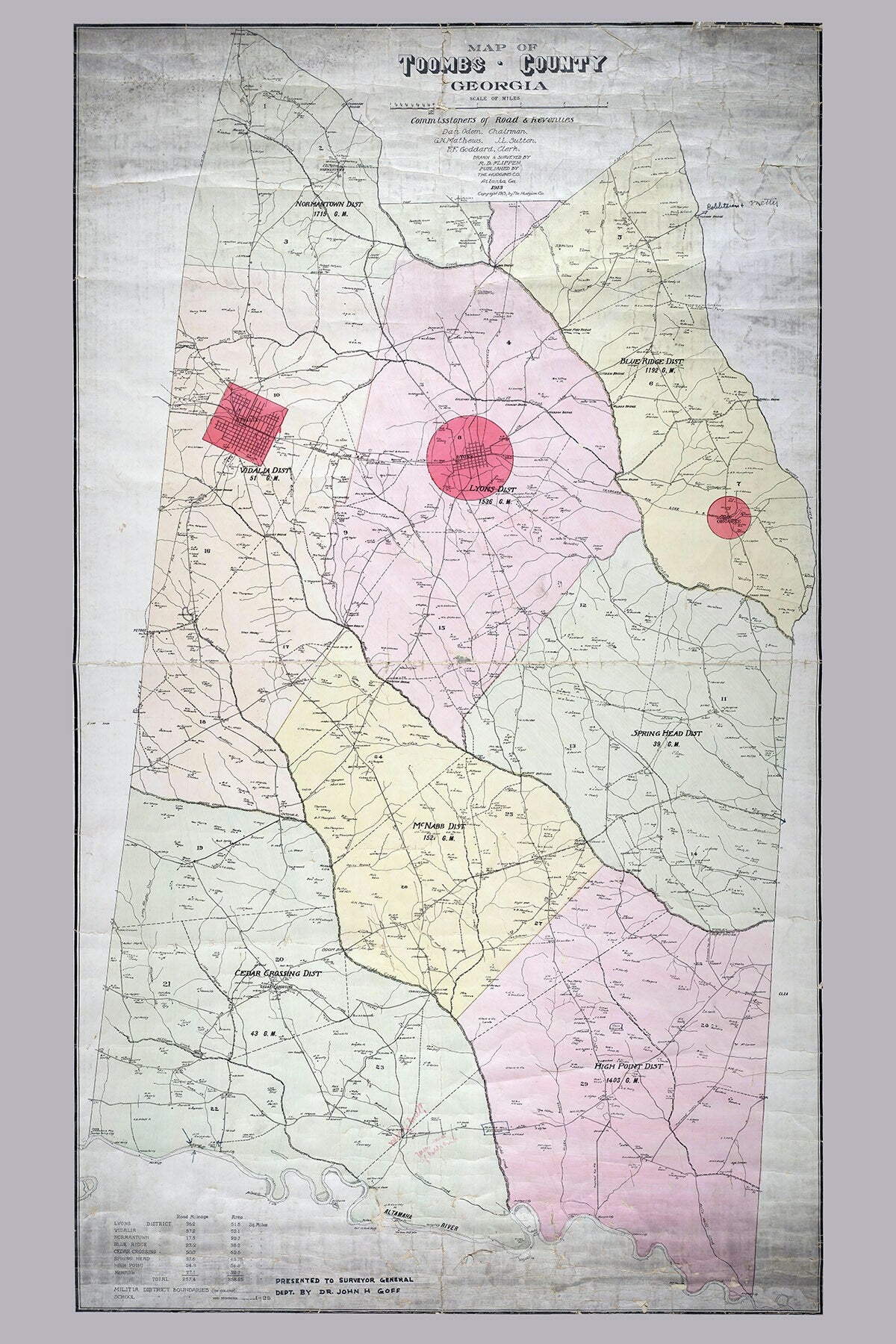 1913 Map of Toombs County Georgia