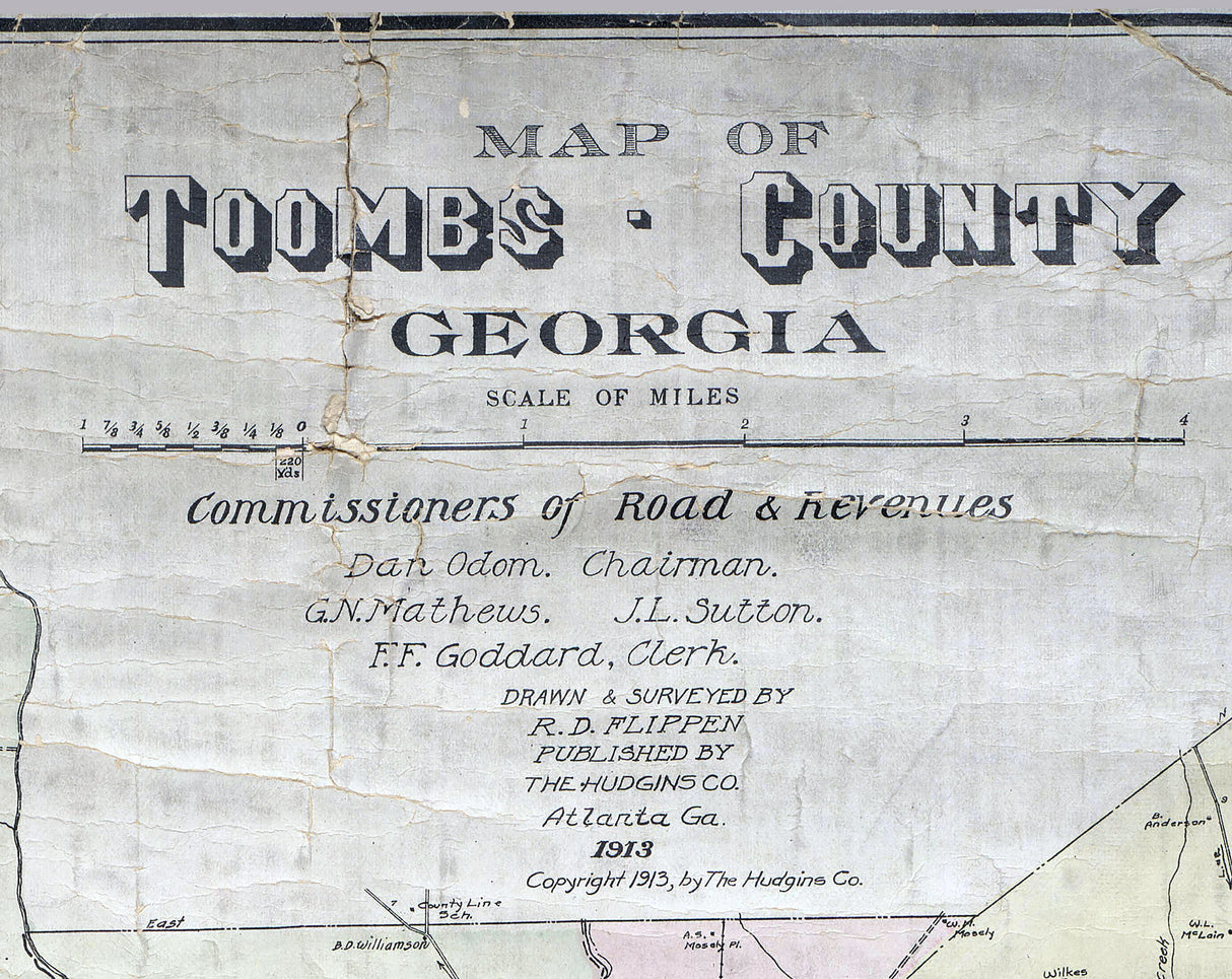 1913 Map of Toombs County Georgia