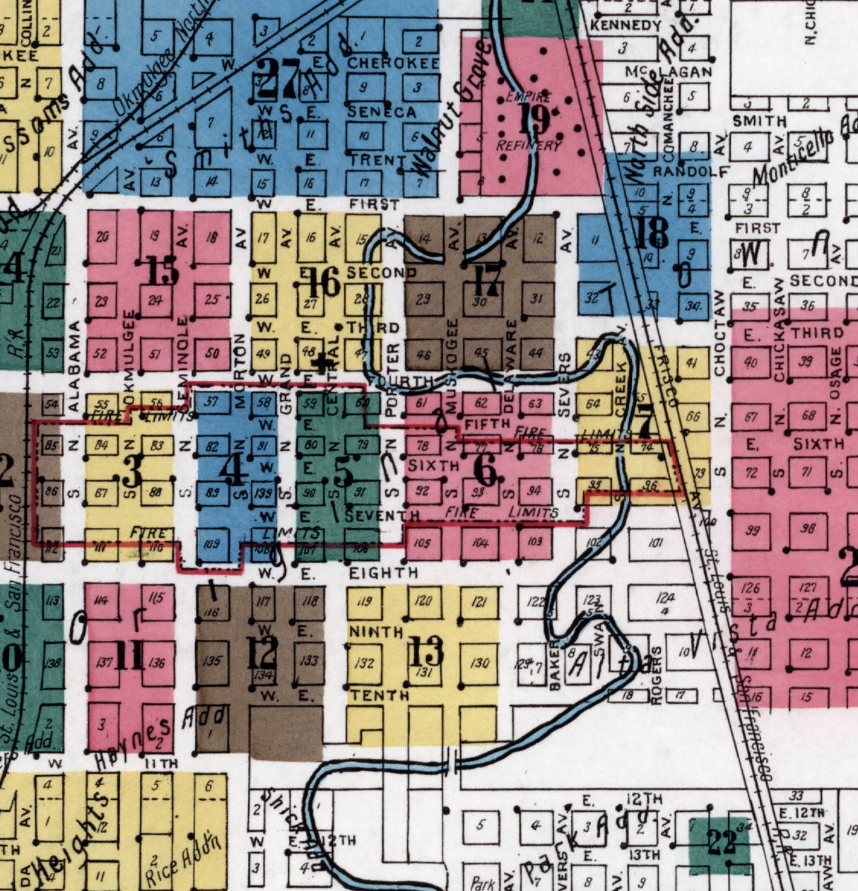 1920 Town Map of Okmulgee Oklahoma