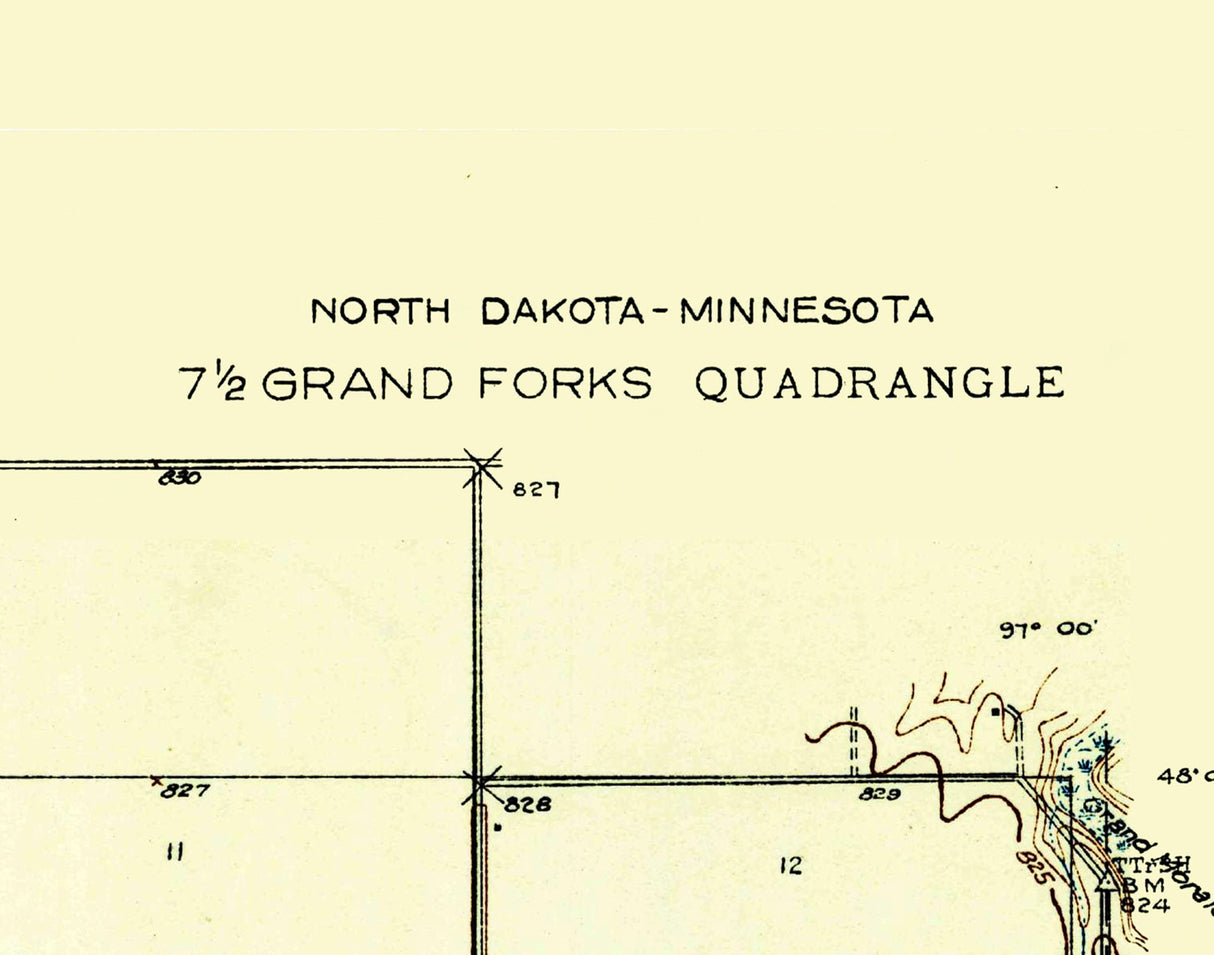 1934 Topo Map of Grand Forks North Dakota Quadrangle