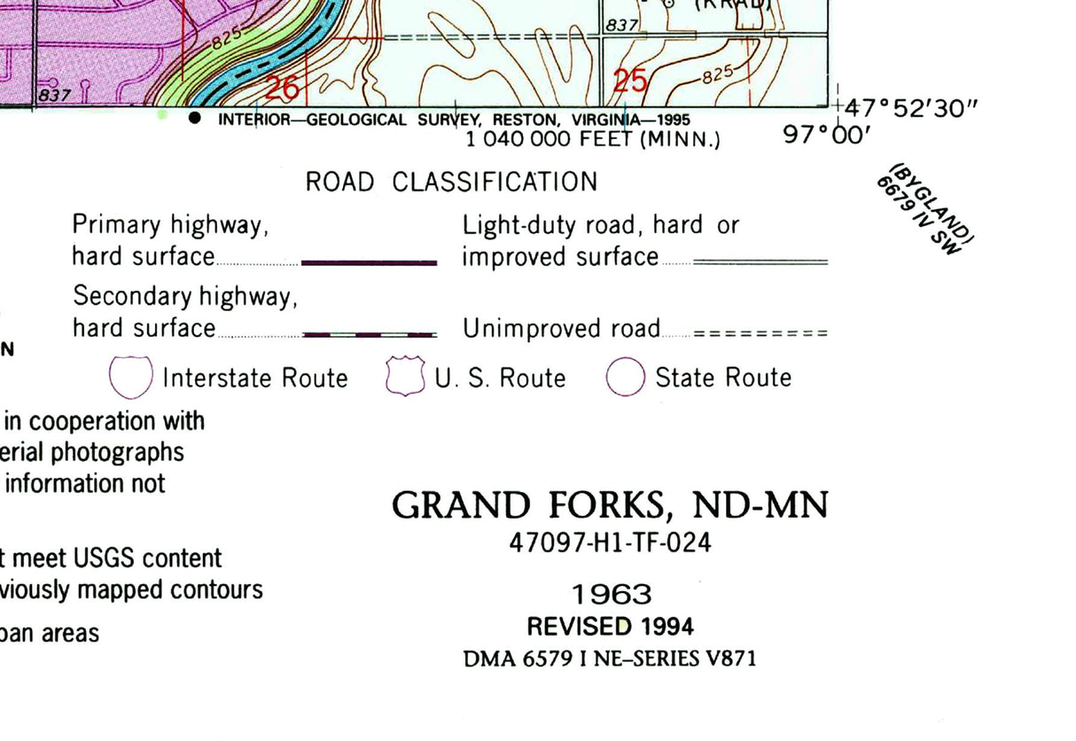 1994 Topo Map of Grand Forks North Dakota Quadrangle