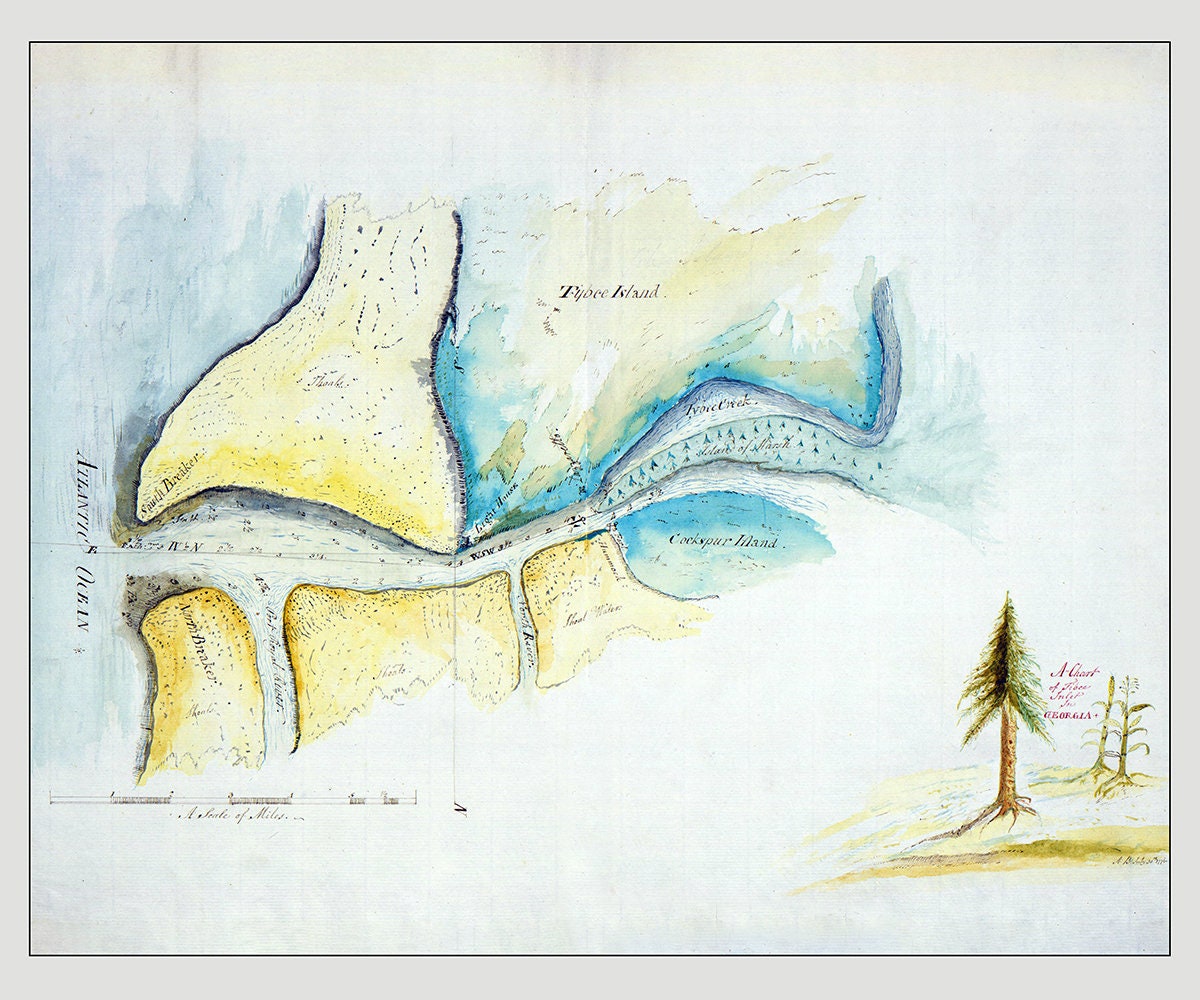 1776 Nautical Chart of Tibee Inlet Georgia