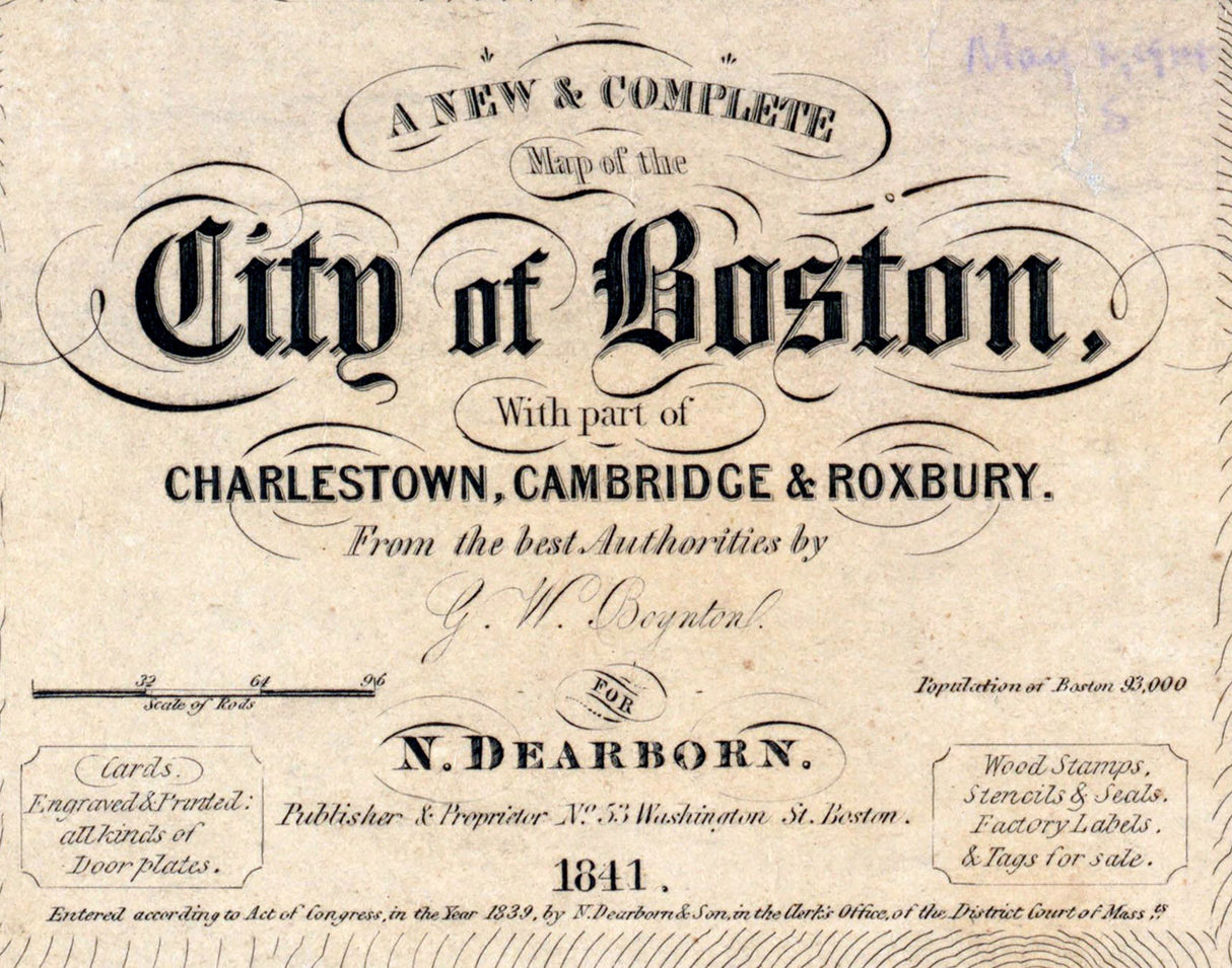 1841 Map of Boston Massachusetts