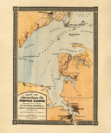 1862 Map of Hampton Roads and Norfolk Harbor Virginia