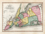1839 Map of the Counties of New York Queens Kings and Richmond