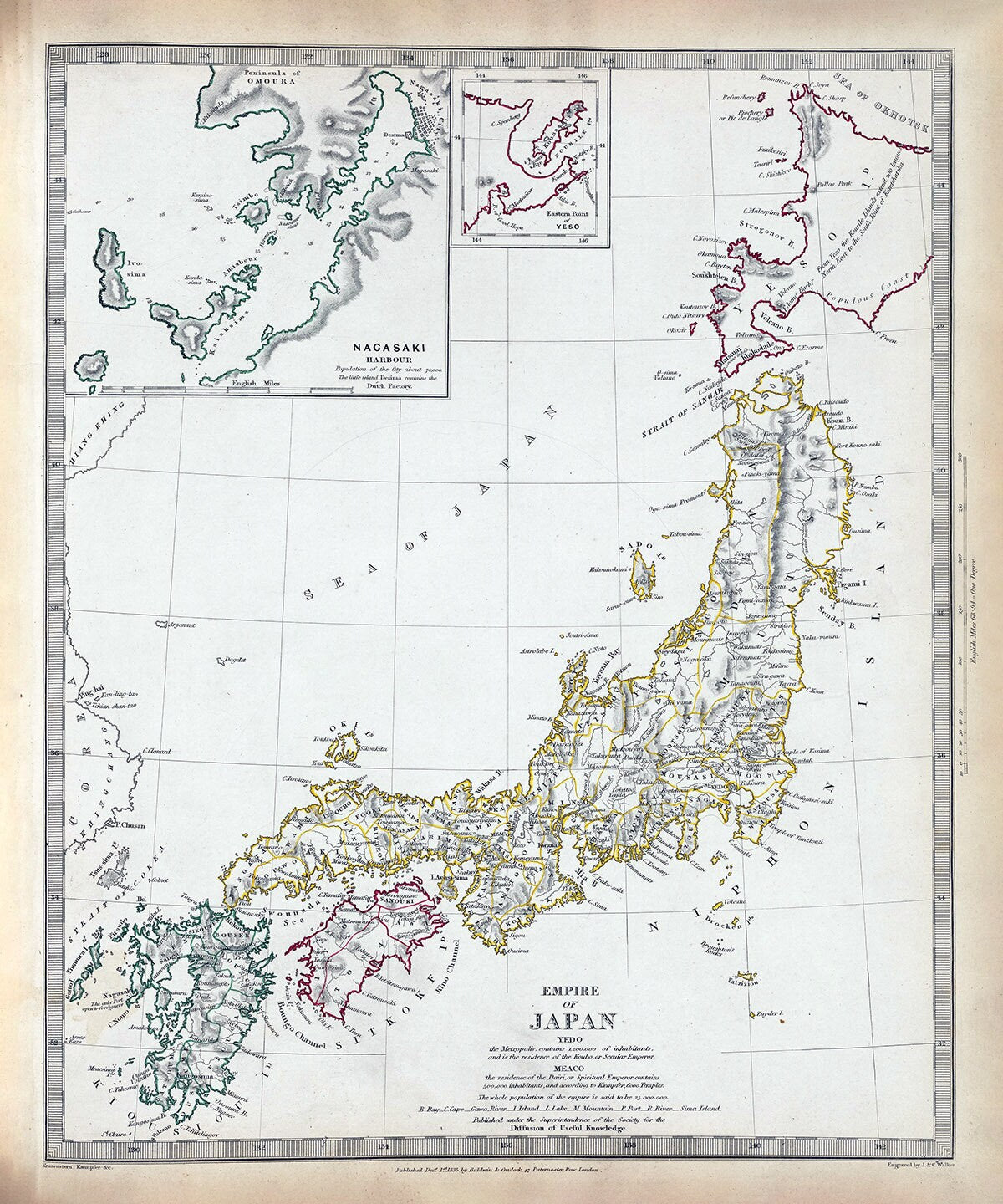 1844 Map of the Empire of Japan