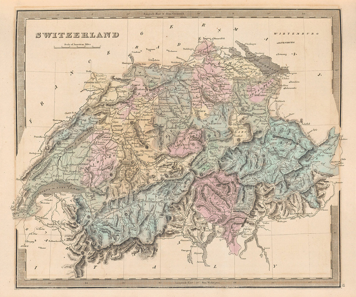 1849 Map of Switzerland