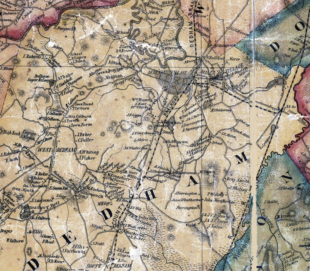 1853 Map of Norfolk County Massachusetts