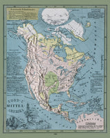 1864 Relief Map of North and Central America