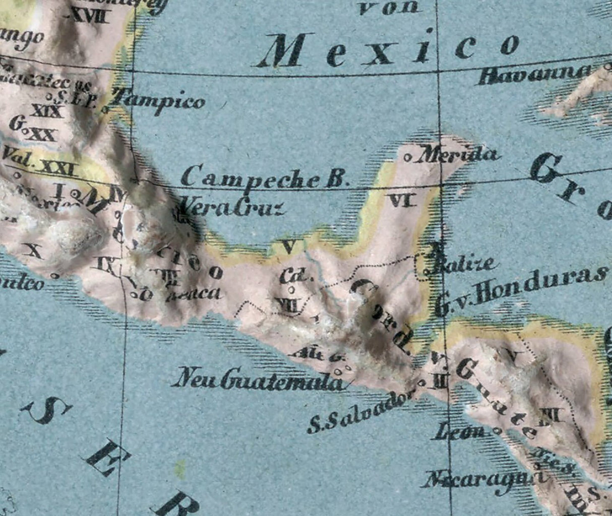 1864 Relief Map of North and Central America