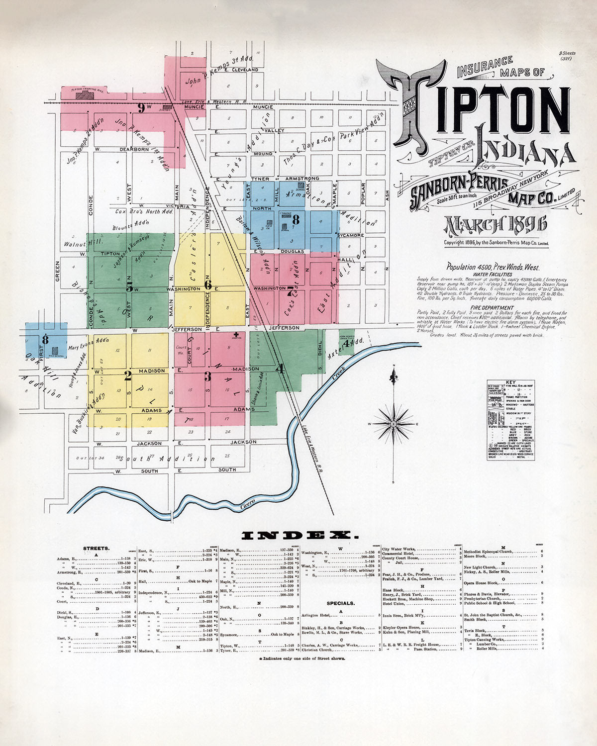 1896 Map of Tipton Indiana