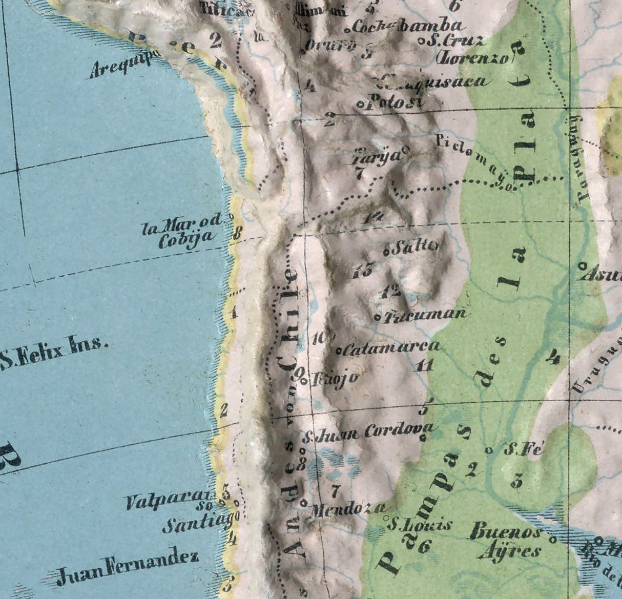 1864 Relief Map of South America