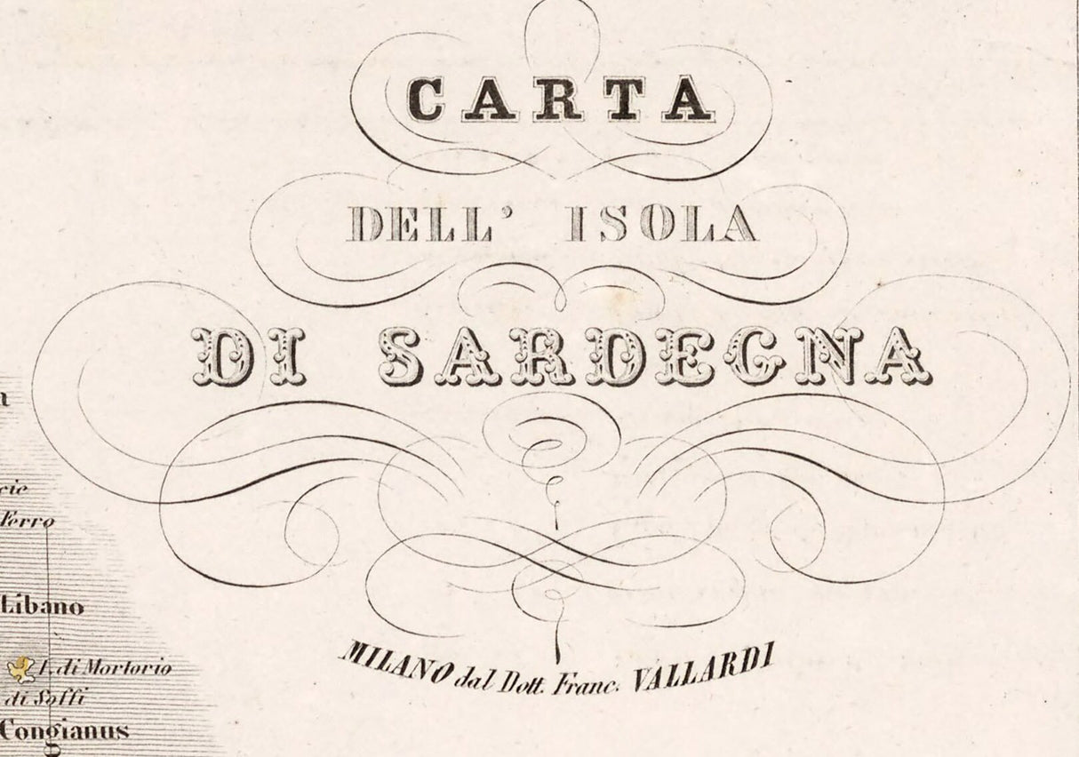 1865 Map of Sardinia Italy